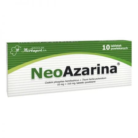 Neoazarina, 10 mg + 316 mg tabletki, 10 szt. + Bez recepty | Przeziębienie i grypa | Kaszel ++ Herbapol Wrocław