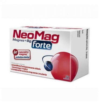 NeoMag Forte, tabletki, 50 szt. + Bez recepty | Witaminy i minerały | Magnez i potas ++ Aflofarm