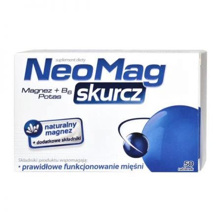 NeoMag Skurcz, tabletki, 50 szt. + Bez recepty | Witaminy i minerały | Magnez i potas ++ Aflofarm