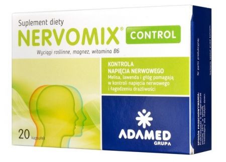 Nervomix Control, kapsułki, 20 szt. + Bez recepty | Uspokajające i nasenne | Nerwy i stres ++ Adamed