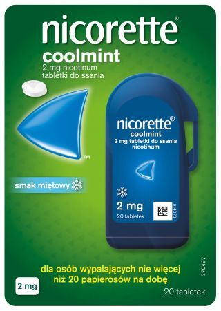 Nicorette Coolmint, 2 mg tabletki do ssania, 20 szt + Bez recepty | Rzucenie palenia ++ Johnson &amp; Johnson