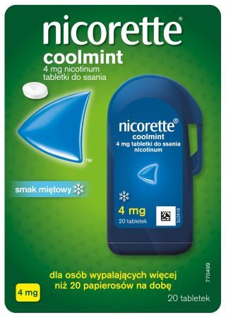 Nicorette Coolmint, 4 mg tabletki do ssania, 20 szt + Bez recepty | Rzucenie palenia ++ Johnson &amp; Johnson