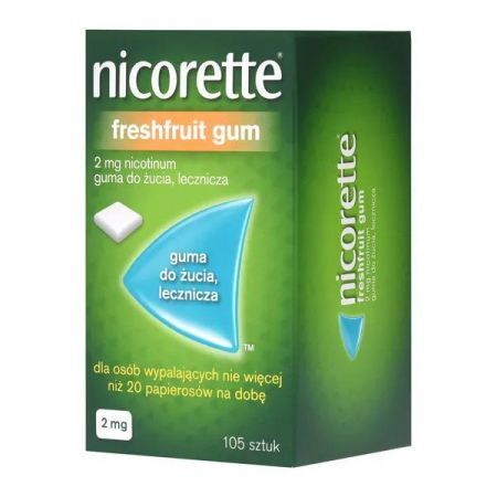 Nicorette Freshfruit, 2 mg guma do żucia, 105 szt + Bez recepty | Rzucenie palenia ++ McNeil