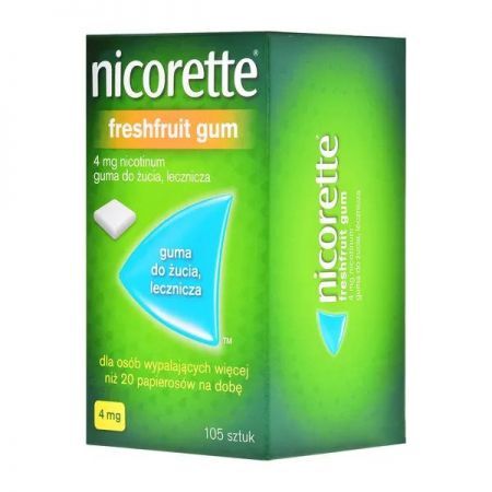 Nicorette Freshfruit, 4 mg guma do żucia, 105 szt + Bez recepty | Rzucenie palenia ++ McNeil