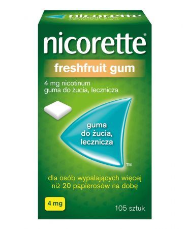 Nicorette Freshfruit, 4 mg guma do żucia, 105 szt + Bez recepty | Rzucenie palenia ++ McNeil