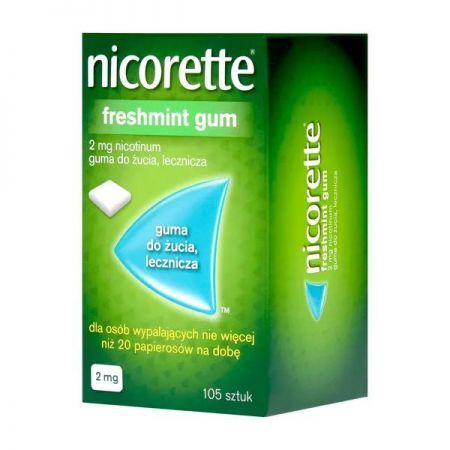 Nicorette Freshmint, 2 mg guma do żucia, 105 szt + Bez recepty | Rzucenie palenia ++ McNeil