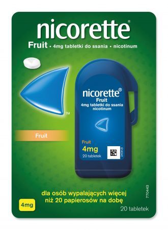Nicorette Fruit, 4 mg tabletki do ssania, 20 szt + Bez recepty | Rzucenie palenia ++ Johnson &amp; Johnson
