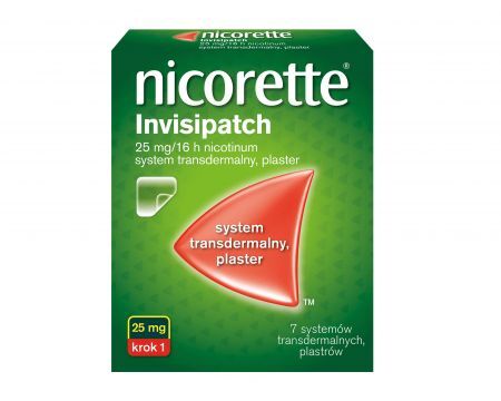 Nicorette Invisipatch Krok 1, 25 mg/ 16 h system transdermalny plastry, 7 szt + Bez recepty | Rzucenie palenia ++ Johnson &amp; Johnson