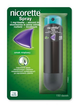 Nicorette Spray,1mg/ dawkę aerozol do stosowania w jamie ustnej, 1 dozownik (150 dawek) + Bez recepty | Rzucenie palenia ++ Johnson &amp; Johnson
