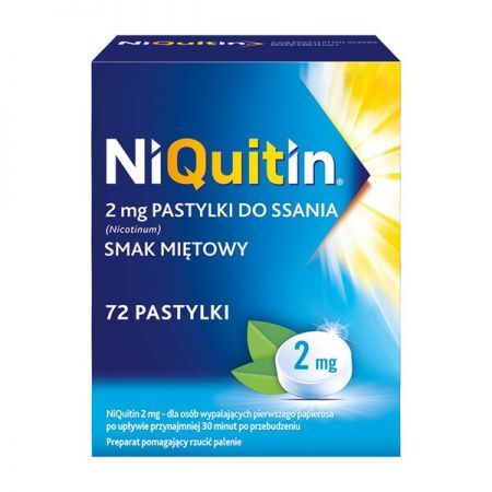 Niquitin, 2 mg pastylki do ssania smak miętowy, 72 szt. + Bez recepty | Rzucenie palenia ++ Omega Pharma
