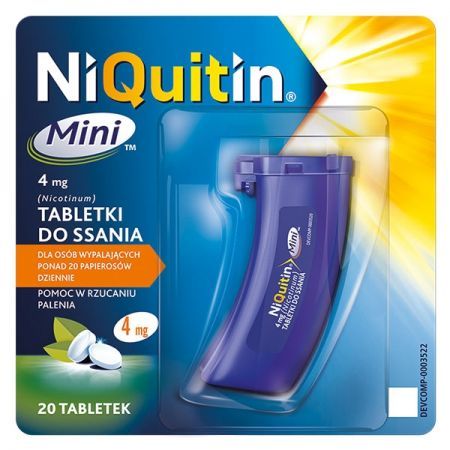 Niquitin Mini, 4 mg tabletki do ssania, 20 szt. + Bez recepty | Rzucenie palenia ++ Omega Pharma