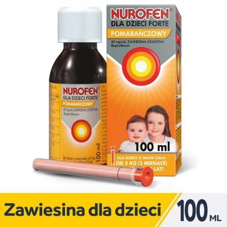 Nurofen dla dzieci Forte, 40 mg/ml zawiesina doustna o smaku pomarańczowym, 100 ml + Mama i dziecko | Dolegliwości dziecięce | Gorączka ++ Reckitt Benckiser