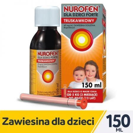 Nurofen dla dzieci Forte, 40 mg/ml zawiesina doustna o smaku truskawkowym, 150 ml + Mama i dziecko | Dolegliwości dziecięce | Gorączka ++ Reckitt Benckiser
