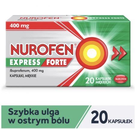 Nurofen Express Forte, 400 mg kapsułki miękkie, 20 szt + Bez recepty | Przeziębienie i grypa | Gorączka ++ Reckitt Benckiser