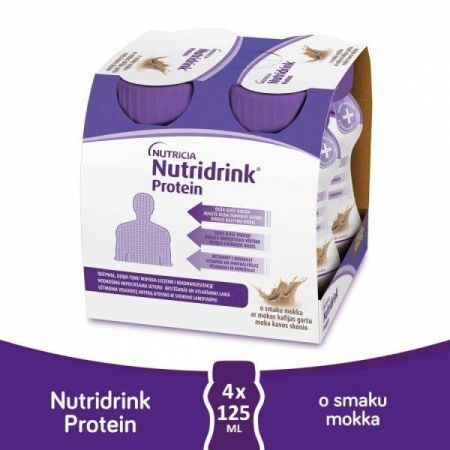 Nutridrink Protein, płyn o smaku mokka, 4 szt x 125 ml + Bez recepty | Żywienie medyczne ++ Nutricia