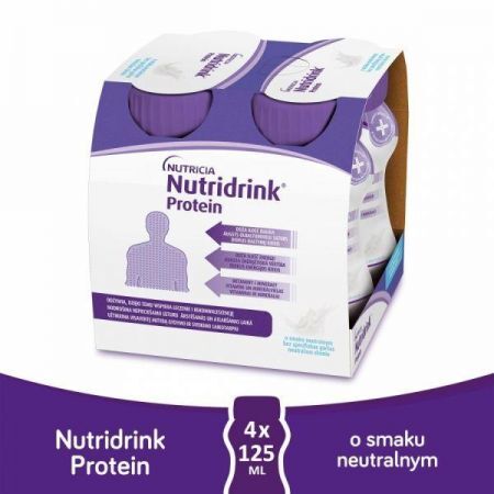 Nutridrink Protein, płyn o smaku neutralnym, 4 szt x 125 ml + Bez recepty | Żywienie medyczne ++ Nutricia