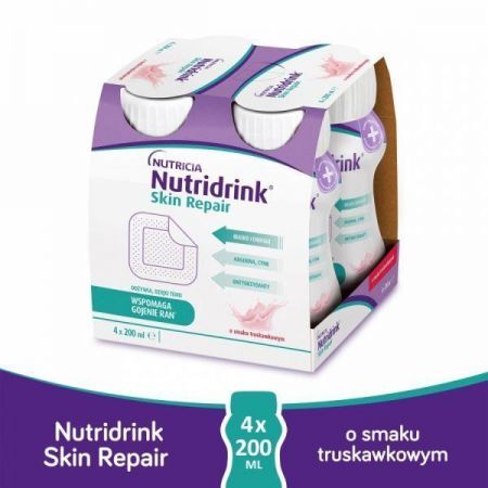 Nutridrink Skin Repair, płyn odżywczy o smaku truskawkowym, 4 szt. x 200 ml (dawniej Cubitan) + Bez recepty | Żywienie medyczne ++ Nutricia