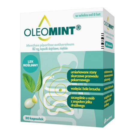 Oleomint, 182 mg kapsułki dojelitowe miękkie, 30 szt. + Bez recepty | Przewód pokarmowy i trawienie | Wzdęcia ++ Medana
