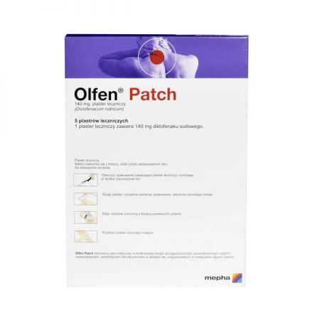 Olfen Patch, 140 mg plastry lecznicze, 5 szt + Bez recepty | Kości, stawy, mięśnie | Ból mięśni i stawów ++ Teva
