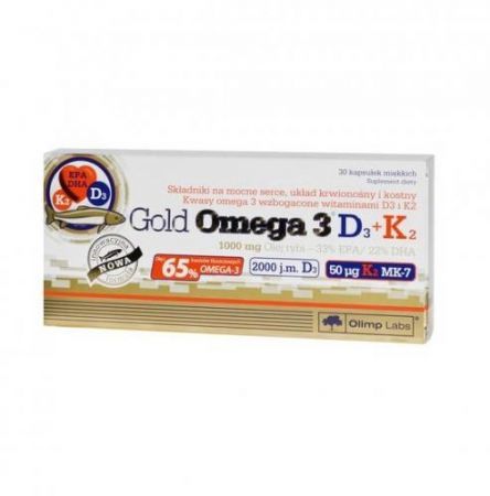 Olimp Gold Omega 3 D3 + K2, kapsułki, 30 szt. + Bez recepty | Serce i krążenie | Cholesterol ++ Olimp Laboratories