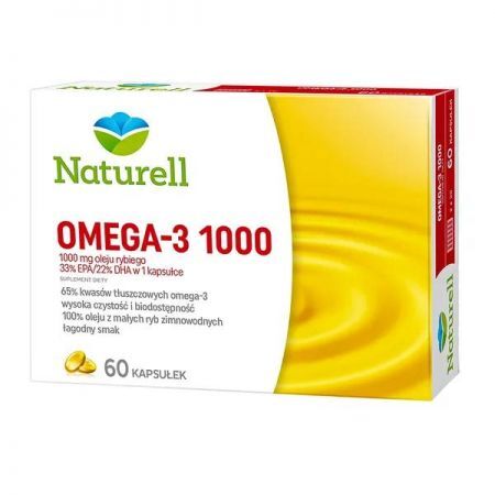 Omega-3 1000, kapsułki, 60 szt. Naturell + Bez recepty | Serce i krążenie | Wzmocnienie serca ++ Naturell