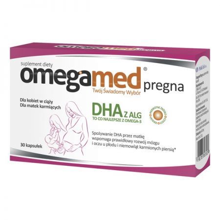Omegamed Pregna, kapsułki, 30 szt. + Bez recepty | Witaminy i minerały | W ciąży i podczas karmienia ++ Polski Lek