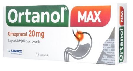 Ortanol Max, 20 mg kapsułki dojelitowe, 14 szt + Bez recepty | Przewód pokarmowy i trawienie | Nadkwaśność i zgaga ++ Sandoz