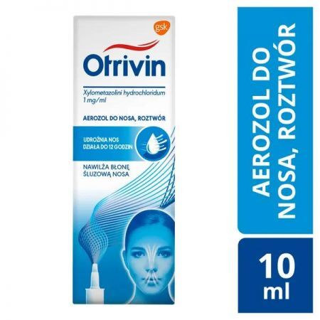 Otrivin 0,1%, 1 mg/ml aerozol do nosa, 10 ml + Bez recepty | Przeziębienie i grypa | Katar i zapalenie zatok ++ Glaxosmithkline