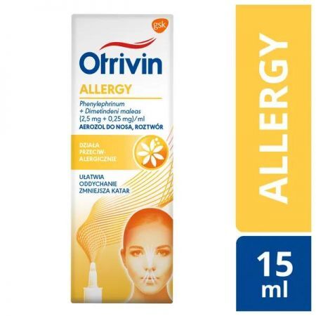 Otrivin Allergy, 2,5mg+0,25mg/ml aerozol do nosa, 15 ml + Bez recepty | Alergia | Preparaty do nosa i oczu ++ Glaxosmithkline