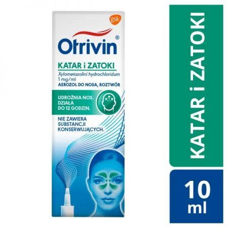 Otrivin Katar i Zatoki, 1 mg/ml, aerozol do nosa, 10 ml + Bez recepty | Przeziębienie i grypa | Katar i zapalenie zatok ++ Glaxosmithkline