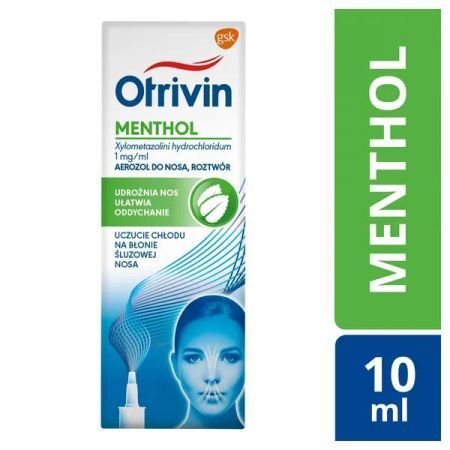 Otrivin Menthol, 1 mg/ml aerozol do nosa, 10 ml + Bez recepty | Alergia | Preparaty do nosa i oczu ++ Glaxosmithkline