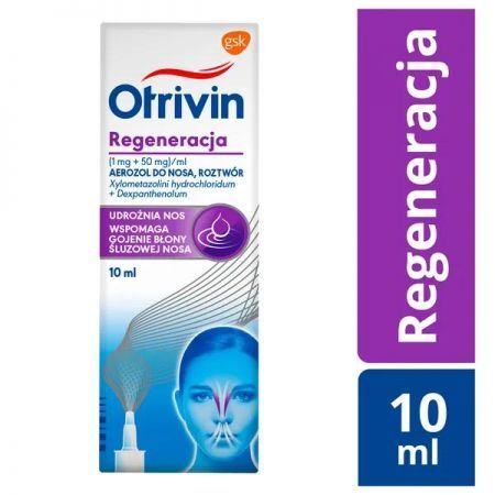 Otrivin Regeneracja, 1 mg+50 mg/ml aerozol do nosa, 10 ml + Bez recepty | Przeziębienie i grypa | Katar i zapalenie zatok ++ Glaxosmithkline