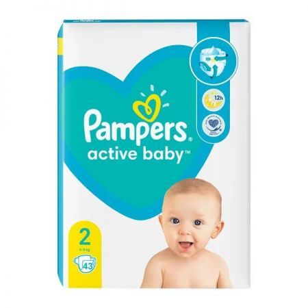 Pampers Active Baby 2, pieluchy dla dzieci (4-8 kg), 43 szt. + Mama i dziecko | Akcesoria dla dziecka | Pieluszki, podkłady, chusteczki ++ Procter &amp; Gamble