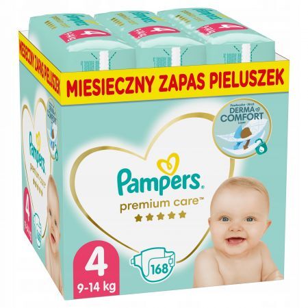 Pampers Premium Care 4, pieluchy dla dzieci (8-14 kg), 168 szt. + Mama i dziecko | Akcesoria dla dziecka | Pieluszki, podkłady, chusteczki ++ Procter &amp; Gamble