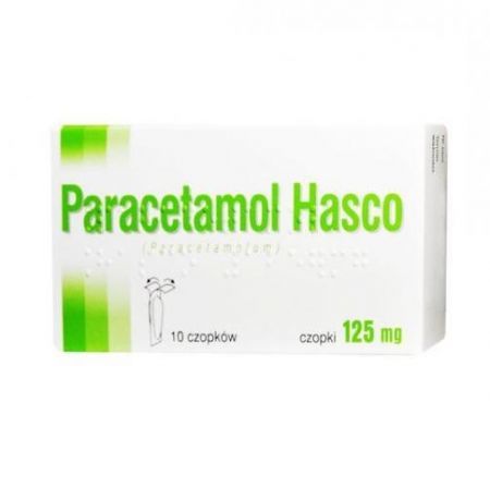Paracetamol, 125 mg, czopki, 10 szt (Hasco) + Mama i dziecko | Dolegliwości dziecięce | Gorączka ++ Hasco