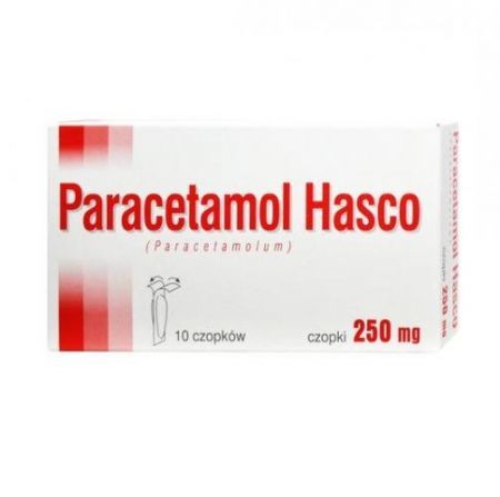 Paracetamol, 250 mg, czopki, 10 szt (Hasco) + Mama i dziecko | Dolegliwości dziecięce | Gorączka ++ Hasco