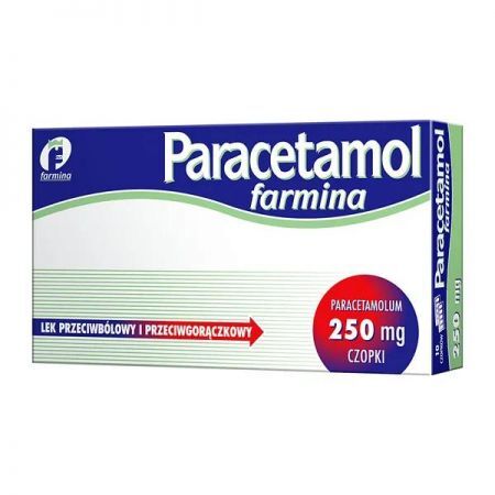 Paracetamol, 250 mg czopki, 10 szt + Mama i dziecko | Dolegliwości dziecięce | Gorączka ++ Farmina