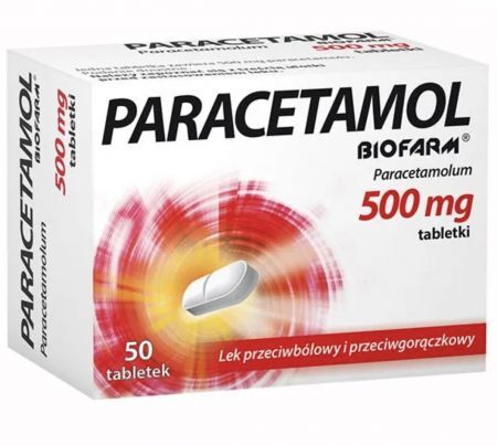 Paracetamol Biofarm, 500 mg tabletki, 50 szt. + Bez recepty | Przeziębienie i grypa | Gorączka ++ Biofarm