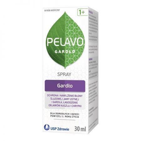 Pelavo Gardło, spray, 30 ml + Bez recepty | Przeziębienie i grypa | Ból gardła i chrypka ++ Us Pharmacia