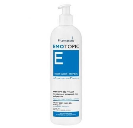 Pharmaceris E Emotopic, kremowy żel myjący pod prysznic, 400 ml + Kosmetyki i dermokosmetyki | Problemy skórne | Skóra sucha i atopowa ++ Laboratorium Kosmetyczne Dr Irena Eris