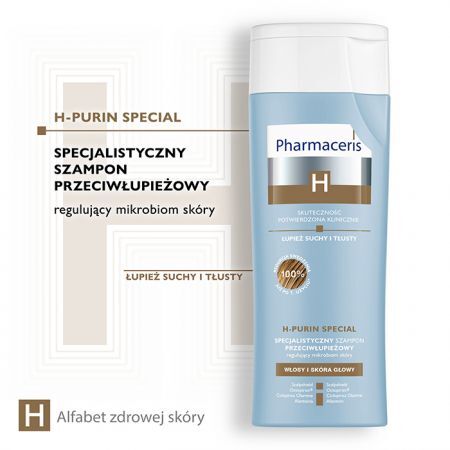 Pharmaceris H Purin Special, specjalistyczny szampon przeciwłupieżowy łupież suchy i tłusty, 250 ml + Kosmetyki i dermokosmetyki | Problemy skórne | Łupież ++ Laboratorium Kosmetyczne Dr Irena Eris