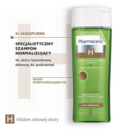 Pharmaceris H-Sebopurin, specjalistyczny szampon normalizujący do skóry łojotokowej, 250 ml + Kosmetyki i dermokosmetyki | Pielęgnacja | Włosy | Szampony ++ Laboratorium Kosmetyczne Dr Irena Eris