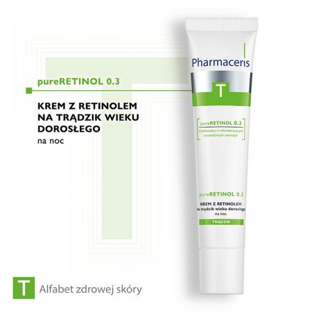 Pharmaceris T pureRetinol 0.3, krem z retinolem na trądzik wieku dorosłego na noc, 40 ml + Kosmetyki i dermokosmetyki | Problemy skórne | Trądzik ++ Laboratorium Kosmetyczne Dr Irena Eris