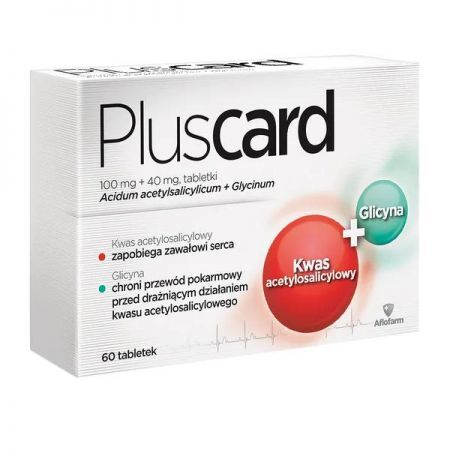 Pluscard, 100 mg + 40 mg tabletki, 60 szt. + Bez recepty | Serce i krążenie | Profilaktyka przeciwzakrzepowa ++ Aflofarm