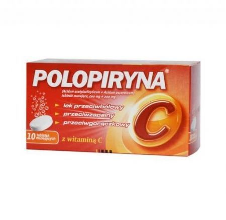 Polopiryna C, tabletki musujące, 10 szt. + Bez recepty | Przeziębienie i grypa | Gorączka ++ Polpharma