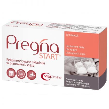 Pregna Start, tabletki, 30 szt. + Bez recepty | Witaminy i minerały | W ciąży i podczas karmienia ++ Verco