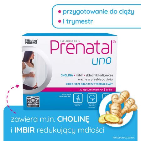 Prenatal Uno, kapsułki, 30 szt + Mama i dziecko | Ciąża i poród | Witaminy dla kobiet w ciąży ++ Nutropharma