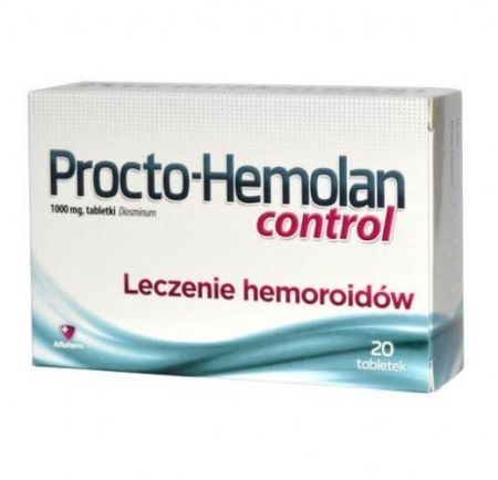 Procto-Hemolan control, 1000 mg tabletki, 20 szt + Bez recepty | Serce i krążenie | Hemoroidy ++ Aflofarm