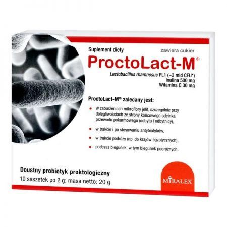 ProctoLact M, proszek w saszetkach, 10 szt. + Bez recepty | Przewód pokarmowy i trawienie | Probiotyki ++ Miralex