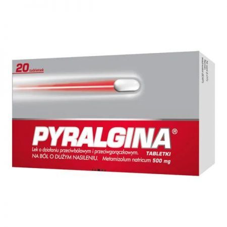 Pyralgina, 500 mg tabletki, 20 szt + Bez recepty | Przeziębienie i grypa | Gorączka ++ Polpharma